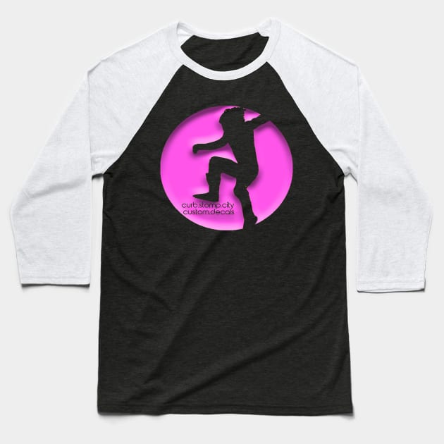 Curb Stomp- Pink Baseball T-Shirt by SrikSouphakheth